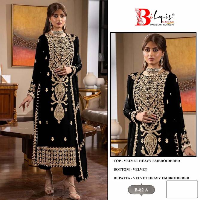 Bilqis B 82 A To D Velvet Embroidery Pakistani Suits Wholesale Market In Surat
